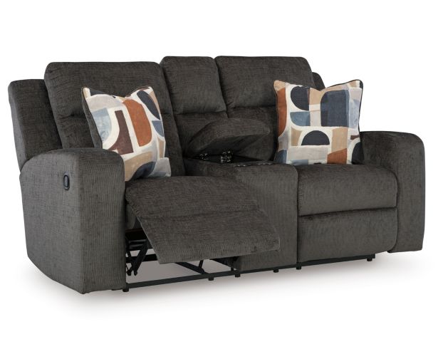 Ashley Furniture Industries In Kanlow Dusk Reclining Loveseat with Console large image number 3