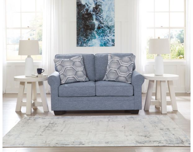 Ashley Furniture Industries In Carissa Manor Blue Loveseat large image number 5