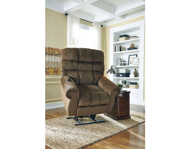 Ashley Ernestine Truffle Power Lift Recliner large image number 3