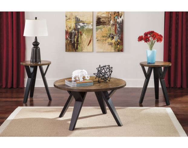 Ashley Ingel Round Coffee Table & 2 End Tables large image number 2
