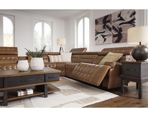 Ashley Temmpton 6-Piece Leather Power Sectional large image number 9