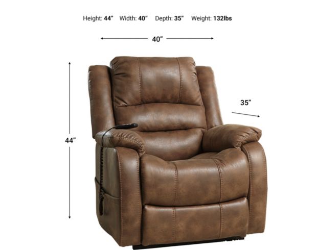 Ashley Yandel Brown Power Lift Recliner large image number 10