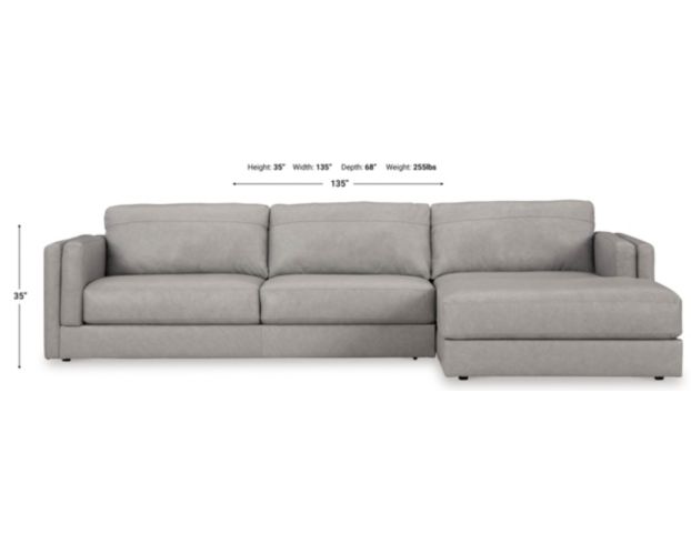 Ashley Amiata Glacier 2-Piece Leather Sectional with Right Chaise large image number 9