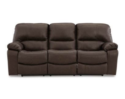 Ashley Leesworth Brown Leather Power Reclining Sofa