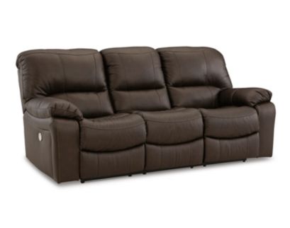 Ashley Leesworth Brown Leather Power Reclining Sofa