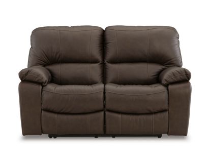 Ashley Leesworth Brown Power Reclining Leather Loveseat