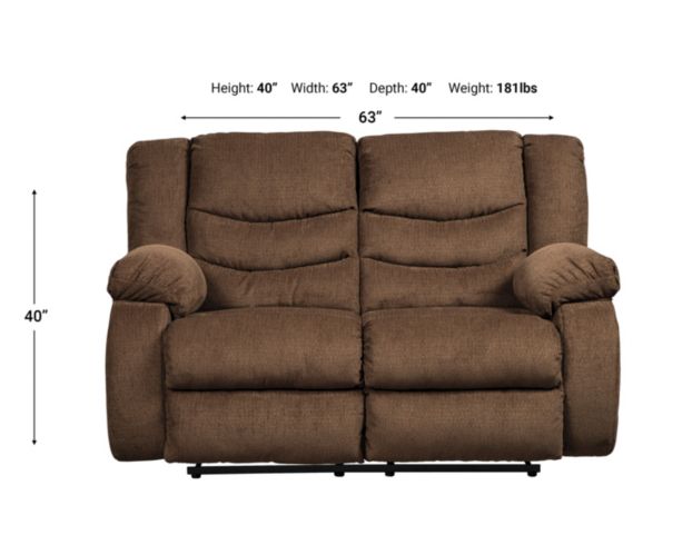 Ashley Tulen Chocolate Reclining Loveseat large image number 3