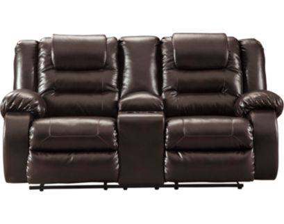 Ashley Vacherie Brown Reclining Console Loveseat