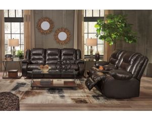 Ashley Vacherie Brown Reclining Console Loveseat