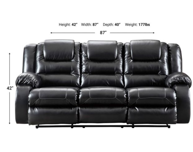 Ashley Vacherie Black Reclining Sofa large image number 3