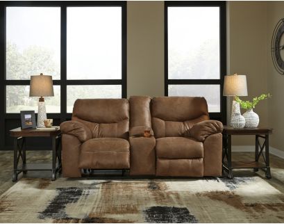 Ashley Boxberg Brown Reclining Console Loveseat