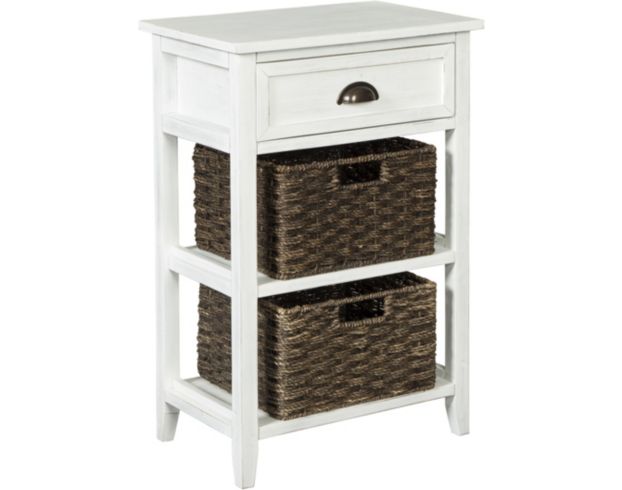 Ashley Oslember White Storage Accent Table with Baskets large image number 1
