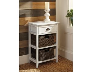 Ashley Oslember White Storage Accent Table w/ Baskets