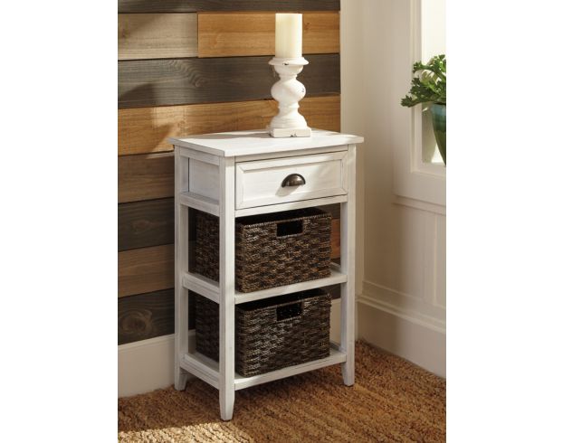 Ashley Oslember White Storage Accent Table with Baskets large image number 2
