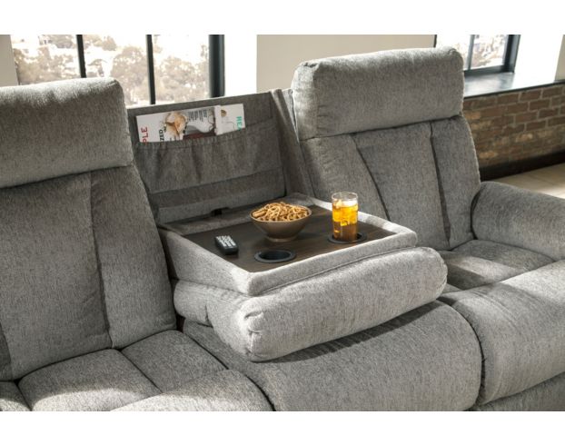 Power reclining sofa outlet with drop down table