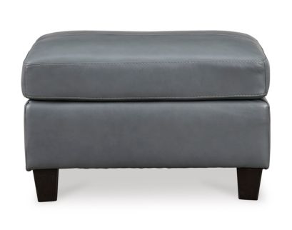 Ashley Genoa Gray Leather Ottoman