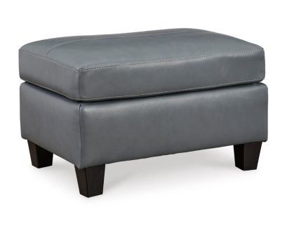 Ashley Genoa Gray Leather Ottoman