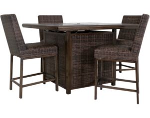Ashley Paradise Trail Fire Pit Bar Table and 4 Stools