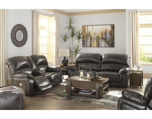 Ashley Hallstrung Power Recline Leather Console Loveseat