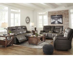 Ashley Wurstrow Gray Power Reclining Leather Sofa