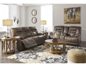 Ashley Wurstrow Brown Power Recline Leather Sofa