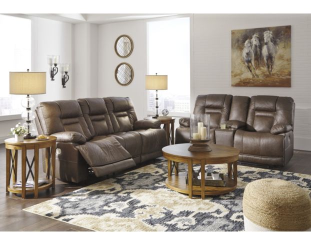 Ashley Wurstrow Brown Power Recline Leather Sofa large image number 2