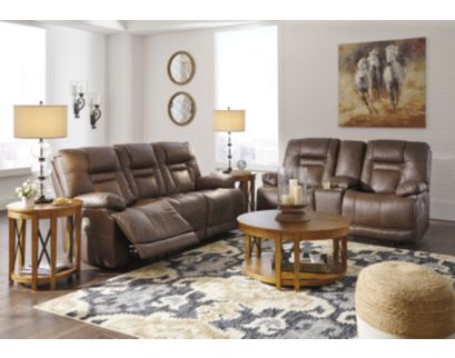 Ashley Wurstrow Brown Power Reclining Leather Sofa