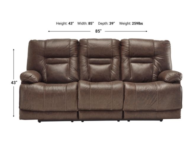 Ashley Wurstrow Brown Power Reclining Leather Sofa large image number 4