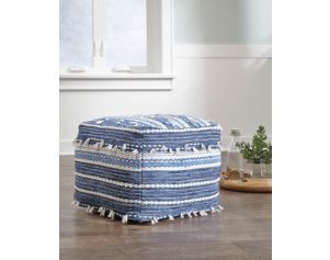 Ashley Anthony Blue/White Pouf