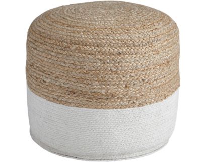 Ashley Sweed Valley Natural/White Pouf