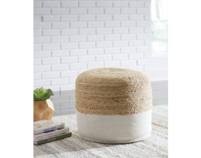 Ashley Sweed Valley Natural/White Pouf