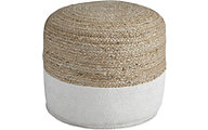 Ashley Sweed Valley Natural/White Pouf
