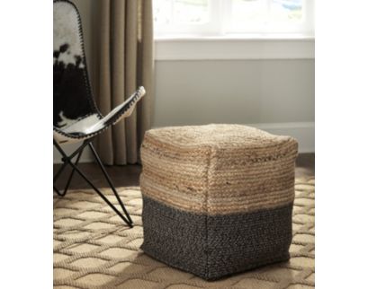 Ashley Sweed Valley Natural/Black Pouf