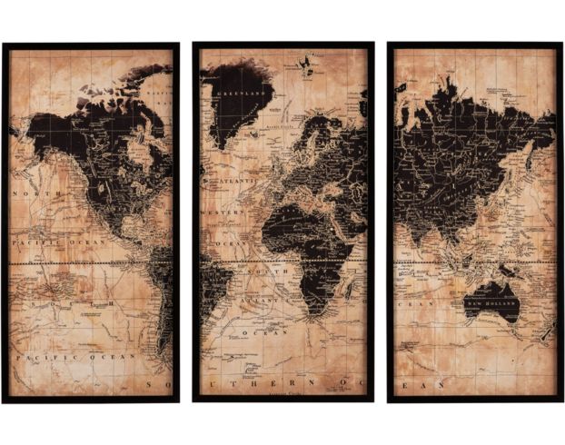 Ashley World Map Wall Art, Set of 3 large image number 1