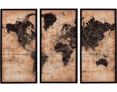 Ashley World Map Wall Art, Set of 3