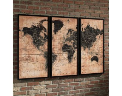 Ashley World Map Wall Art, Set of 3