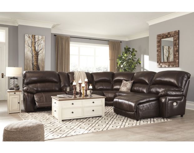 Ashley Hallstrung 6-Piece Leather Power Recline Sectional large image number 2