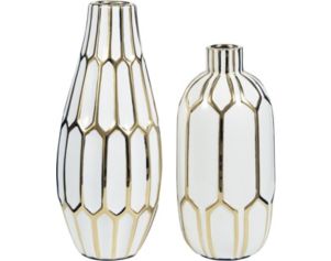 Ashley Gold/White Vases, Set Of 2