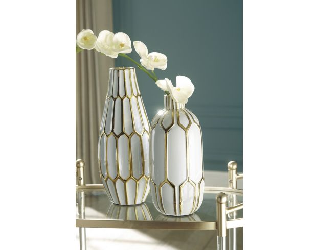 Ashley Gold/White Vases, Set Of 2 large image number 2