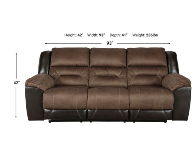Ashley Earhart Brown Reclining Sofa large image number 4