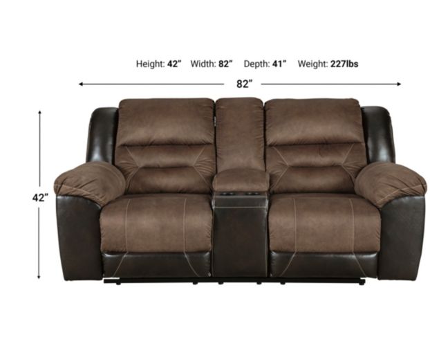 Ashley Earhart Brown Reclining Loveseat large image number 5