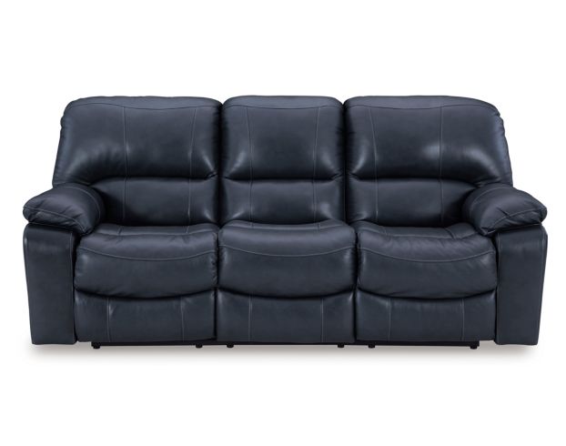 Ashley Leesworth Blue Leather Power Reclining Sofa large image number 1