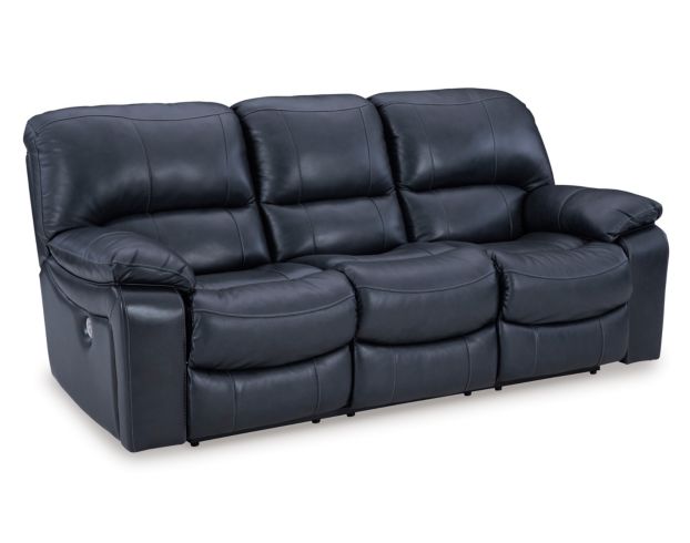 Ashley Leesworth Blue Leather Power Reclining Sofa large image number 3