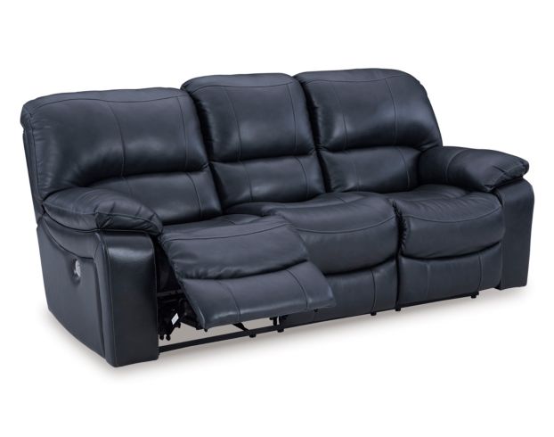 Ashley Leesworth Blue Leather Power Reclining Sofa large image number 4