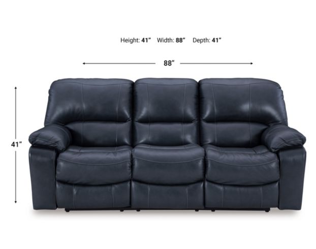 Ashley Leesworth Blue Leather Power Reclining Sofa large image number 9