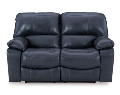 Ashley Leesworth Blue Leather Power Reclining Loveseat