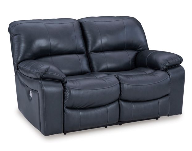 Ashley Leesworth Blue Leather Power Reclining Loveseat large image number 3