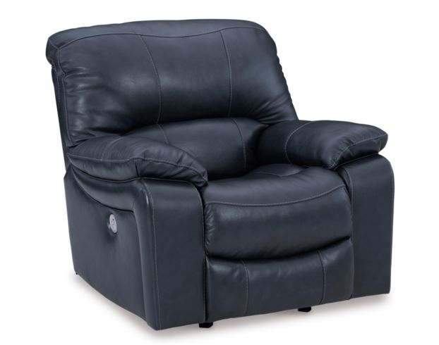 Ashley Leesworth Blue Leather Power Recliner large image number 3