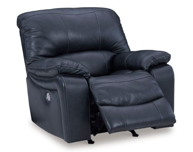 Ashley Leesworth Blue Leather Power Recliner large image number 4