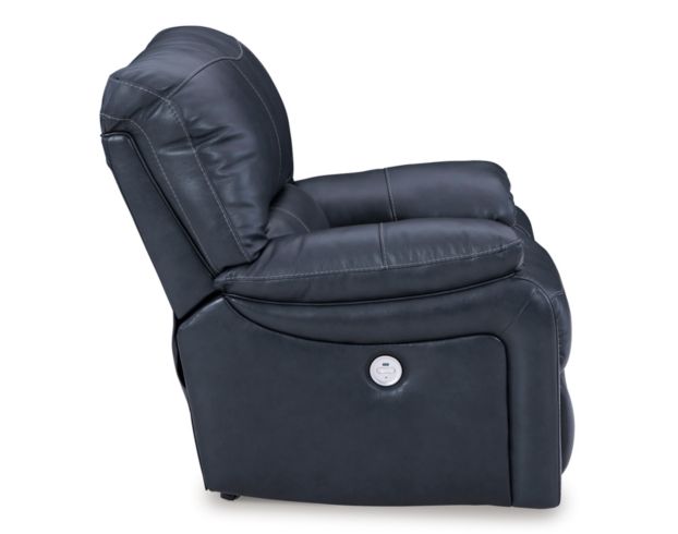 Ashley Leesworth Blue Leather Power Recliner large image number 5